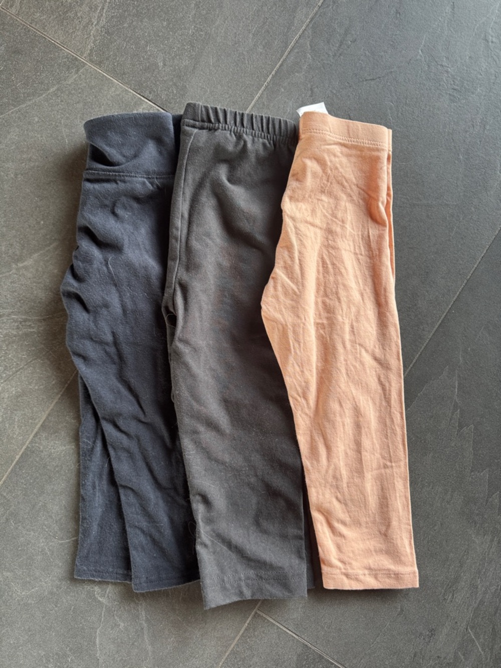 Capris Kids Cotton Leggings Trio - navy , black  & Peach